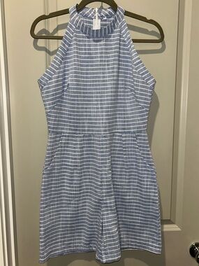 Striped Blue Halter Romper (Small)